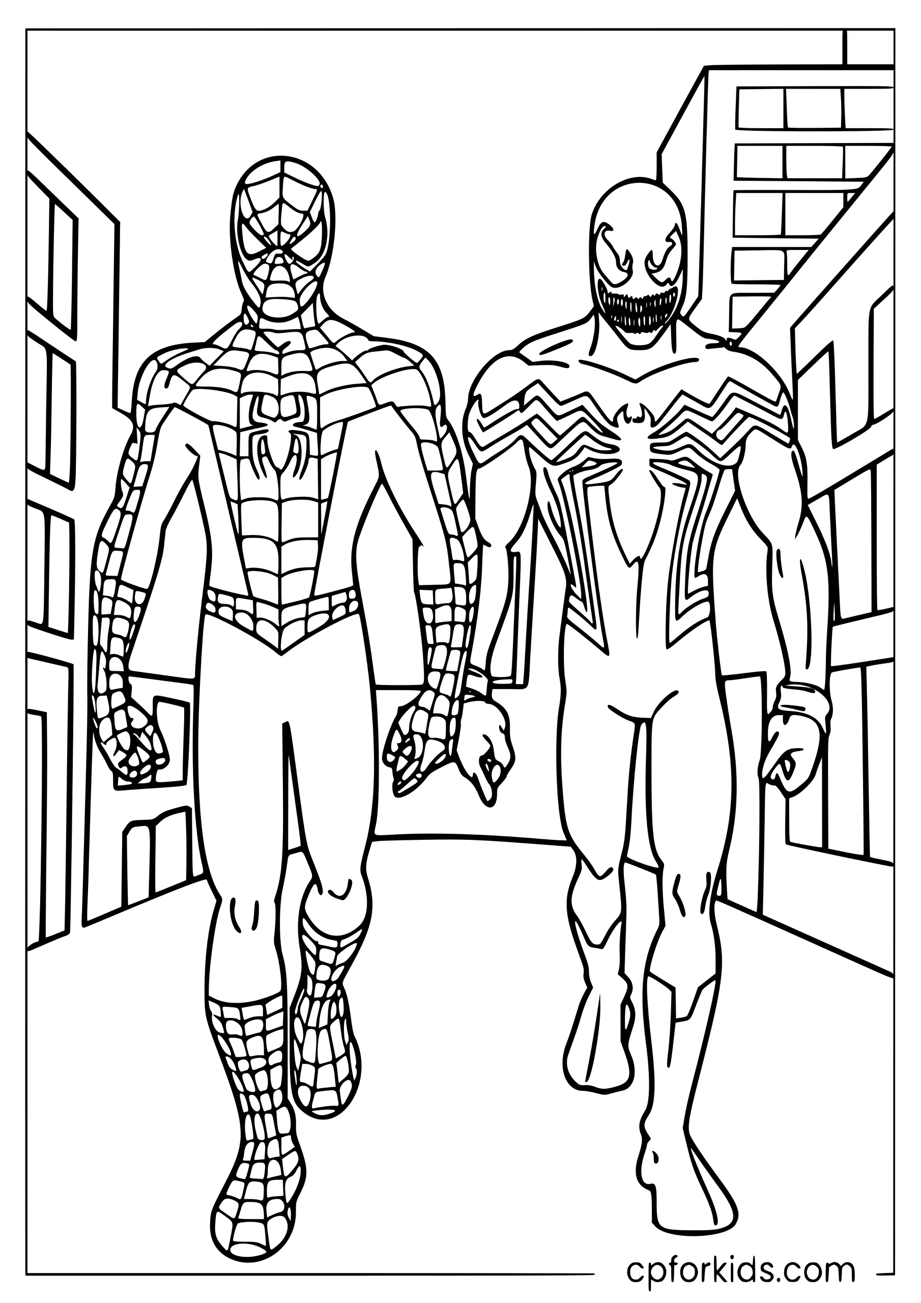 Spiderman and Venom Side by Side