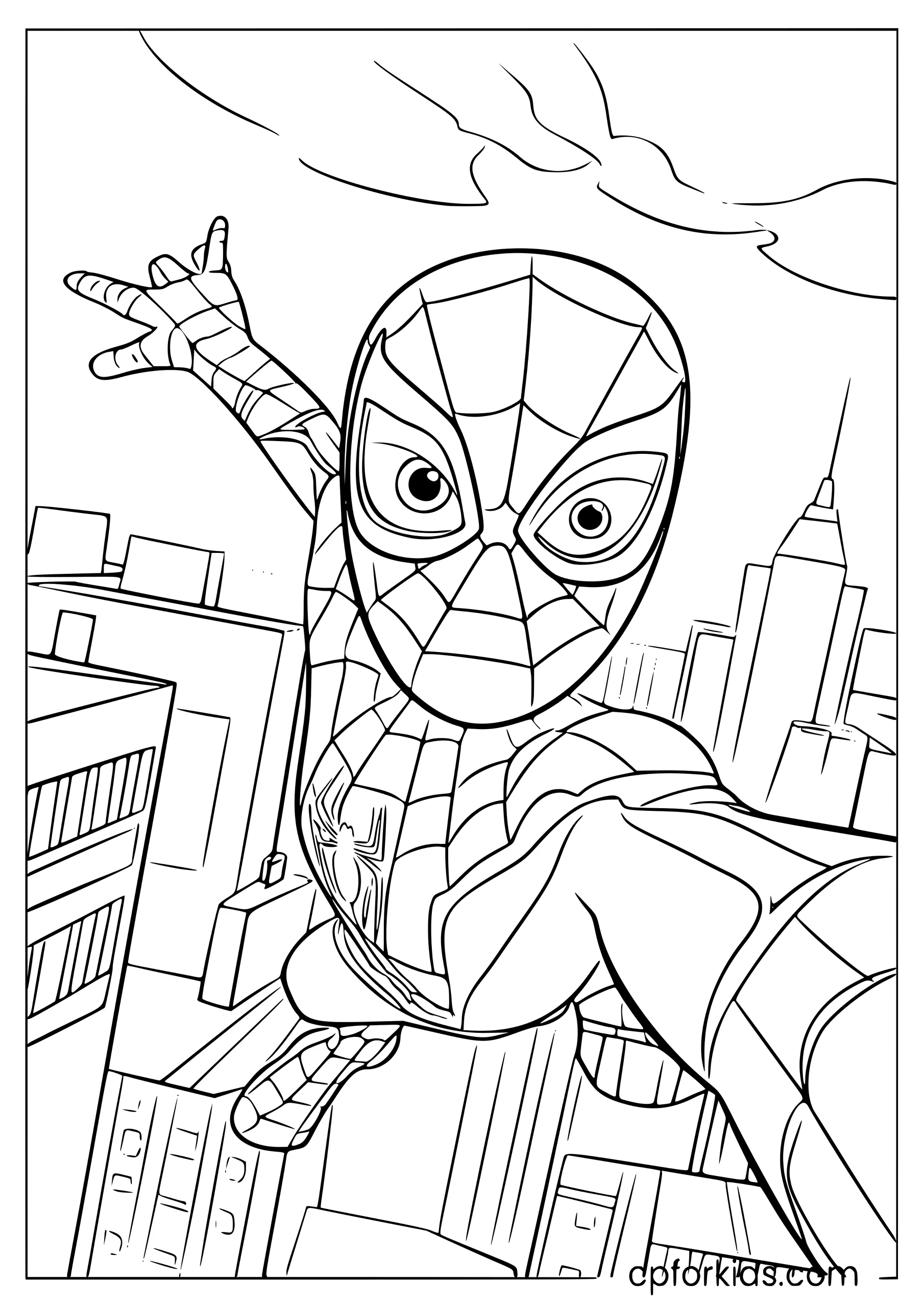 Spiderman Leaping Off a Rooftop