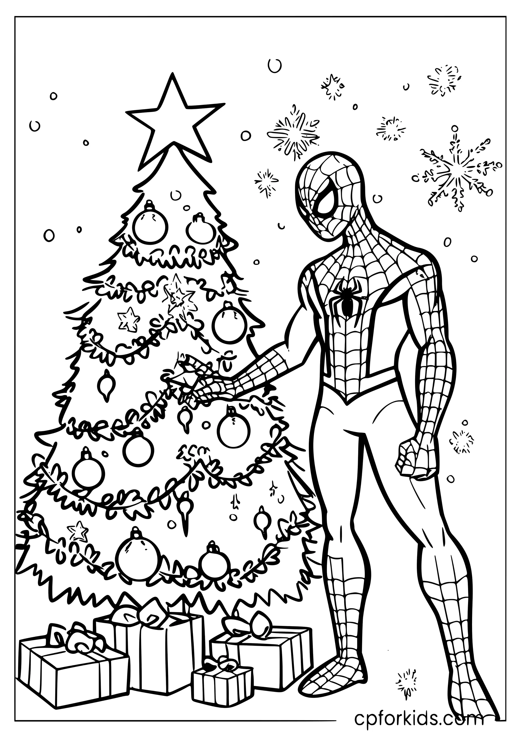 Spiderman by the Christmas Tree