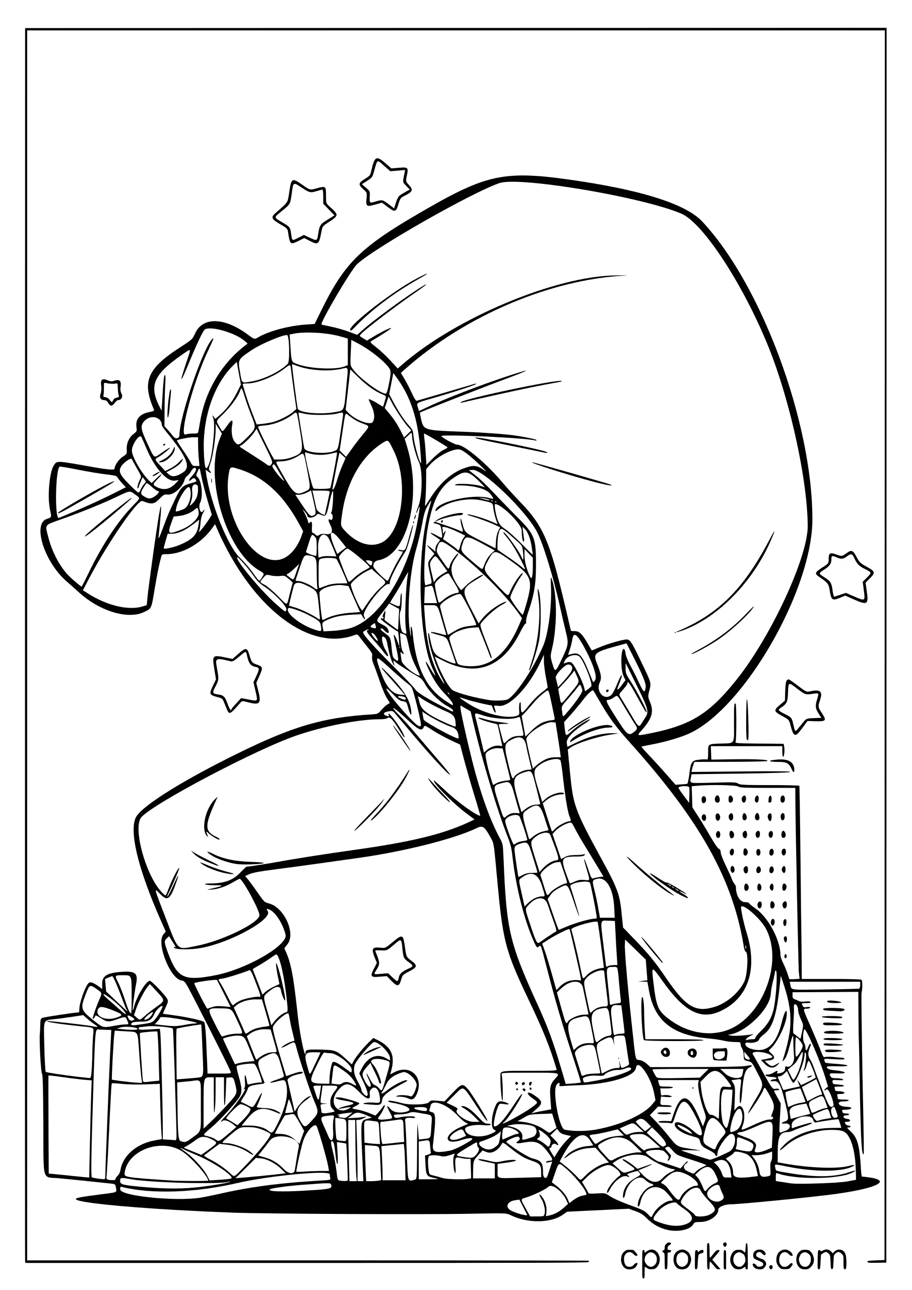 Spiderman Delivering Christmas Gifts