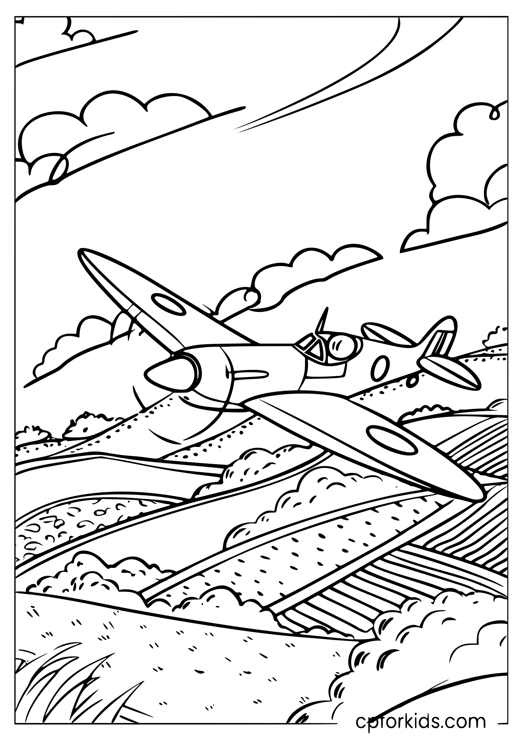 Spitfire Over the Countryside