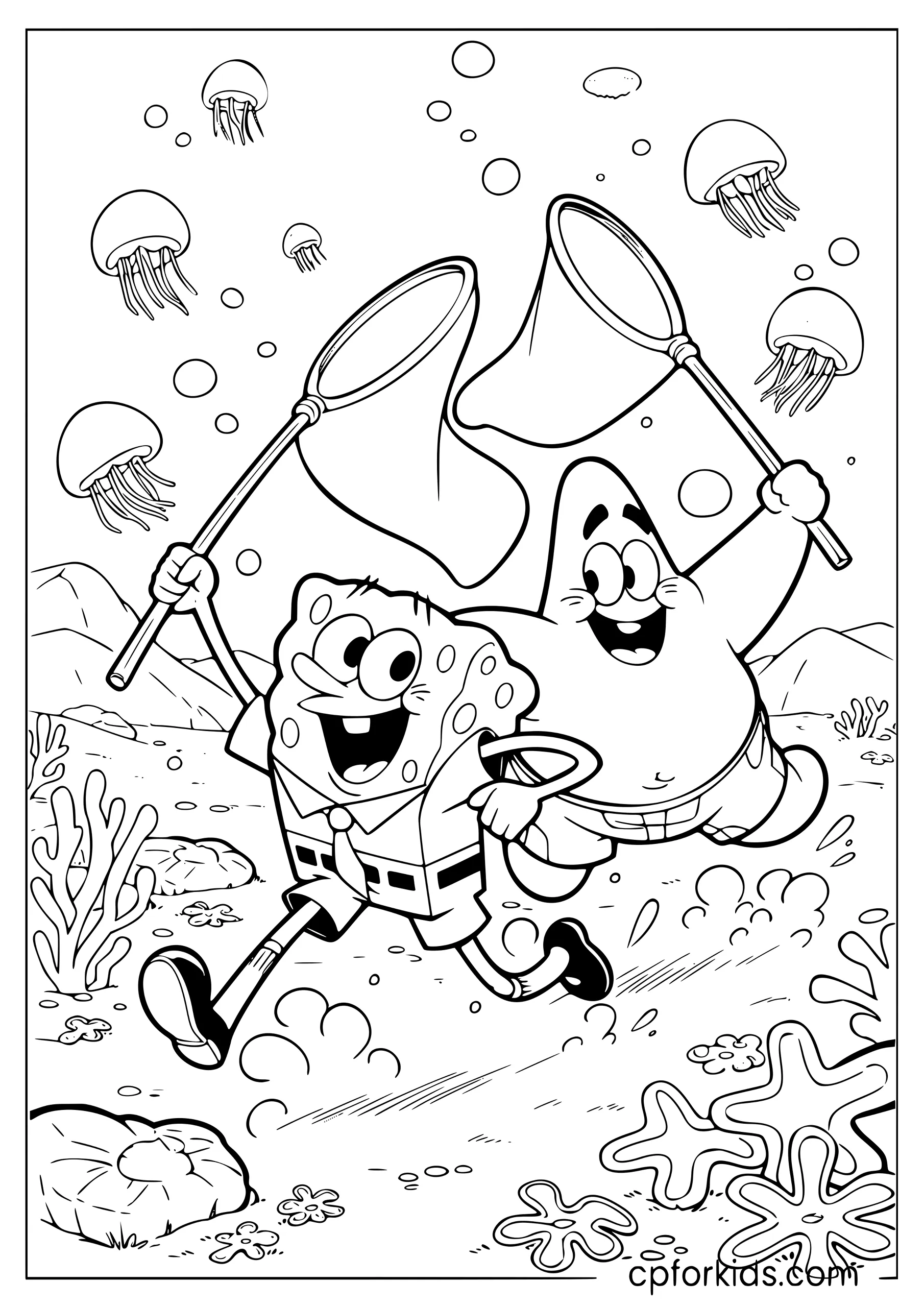 SpongeBob and Patrick Jellyfishing Together