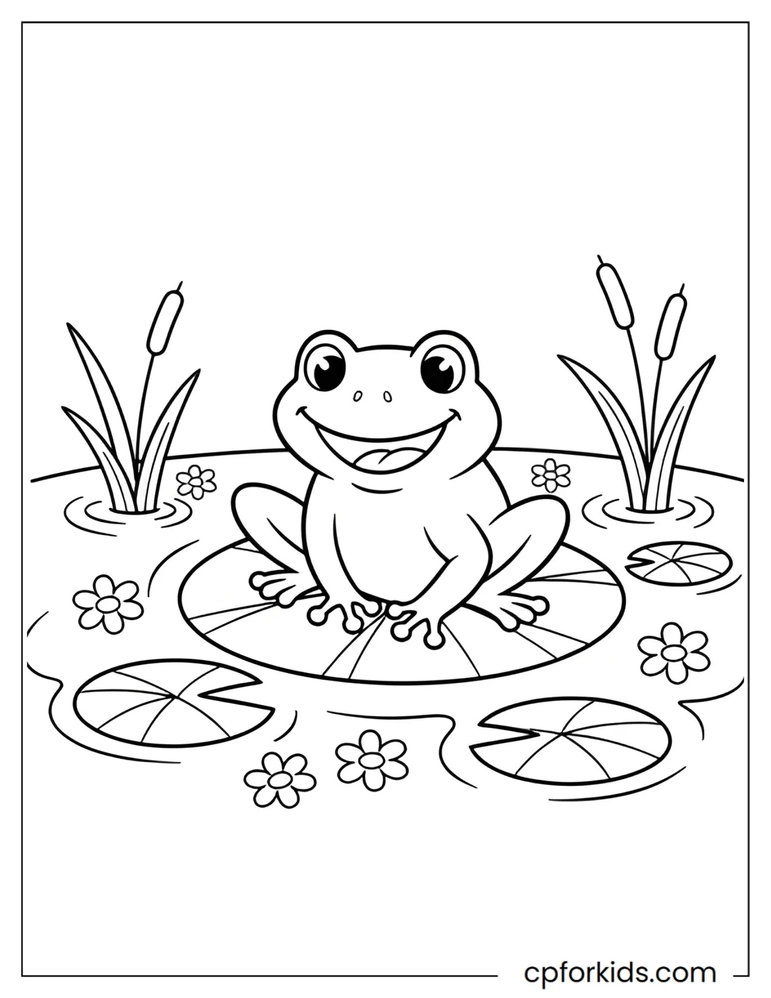 Frog sitting on a lily pad