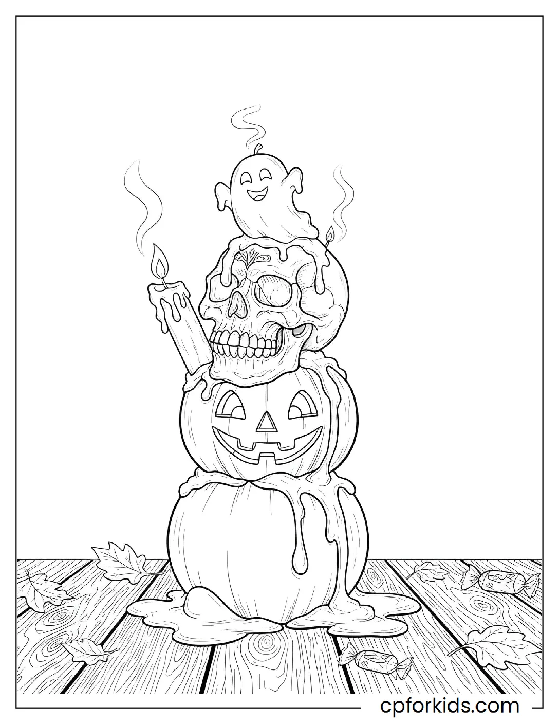 Stack of melting Halloween candles