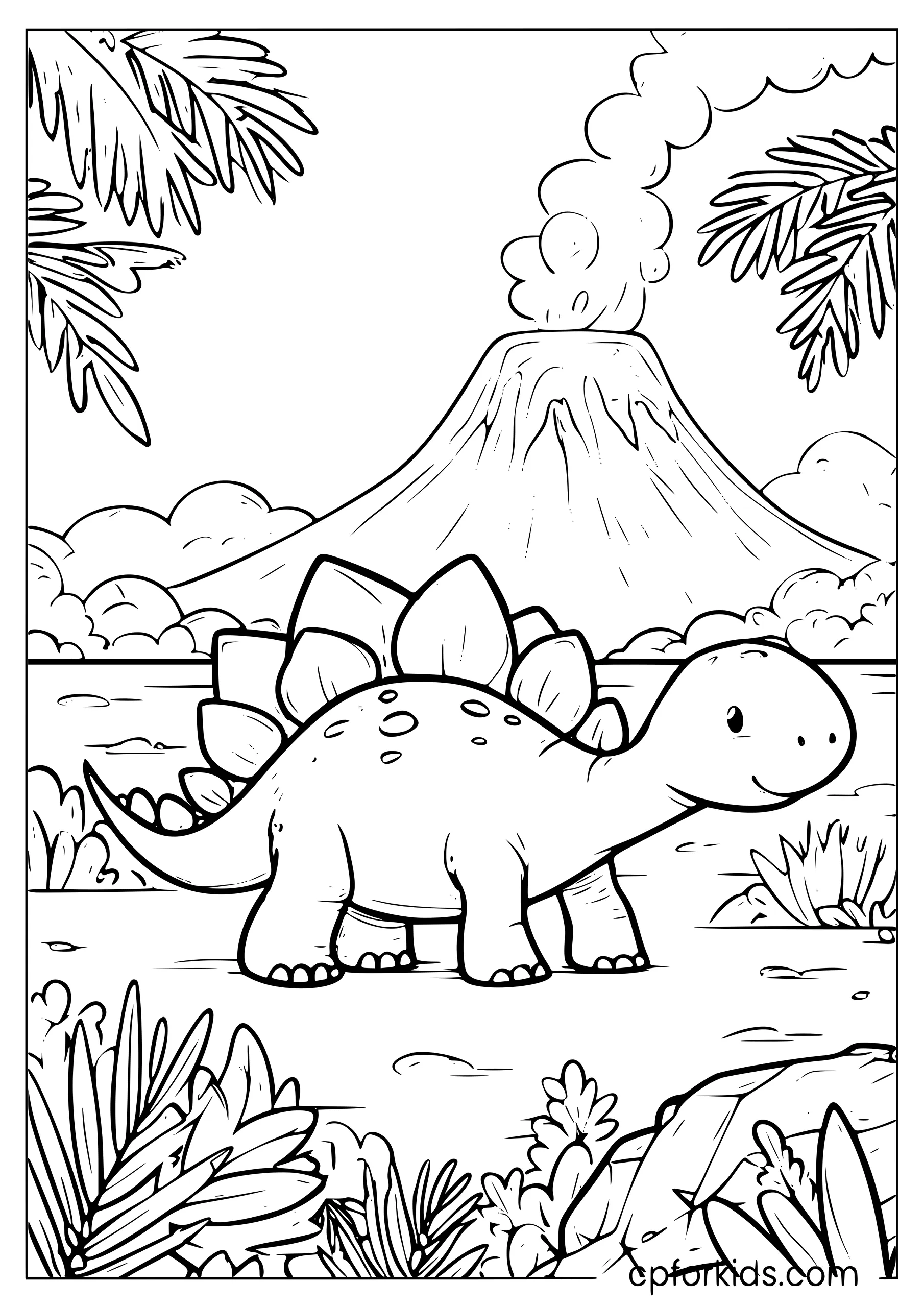 Stegosaurus and the Smoking Volcano