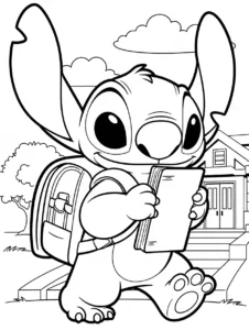 Stitch going back to school with a backpack