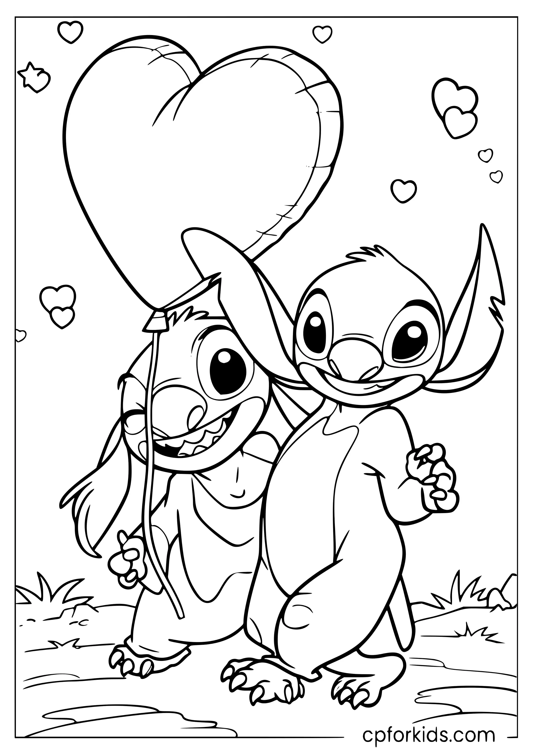 Stitch and the Heart Balloon