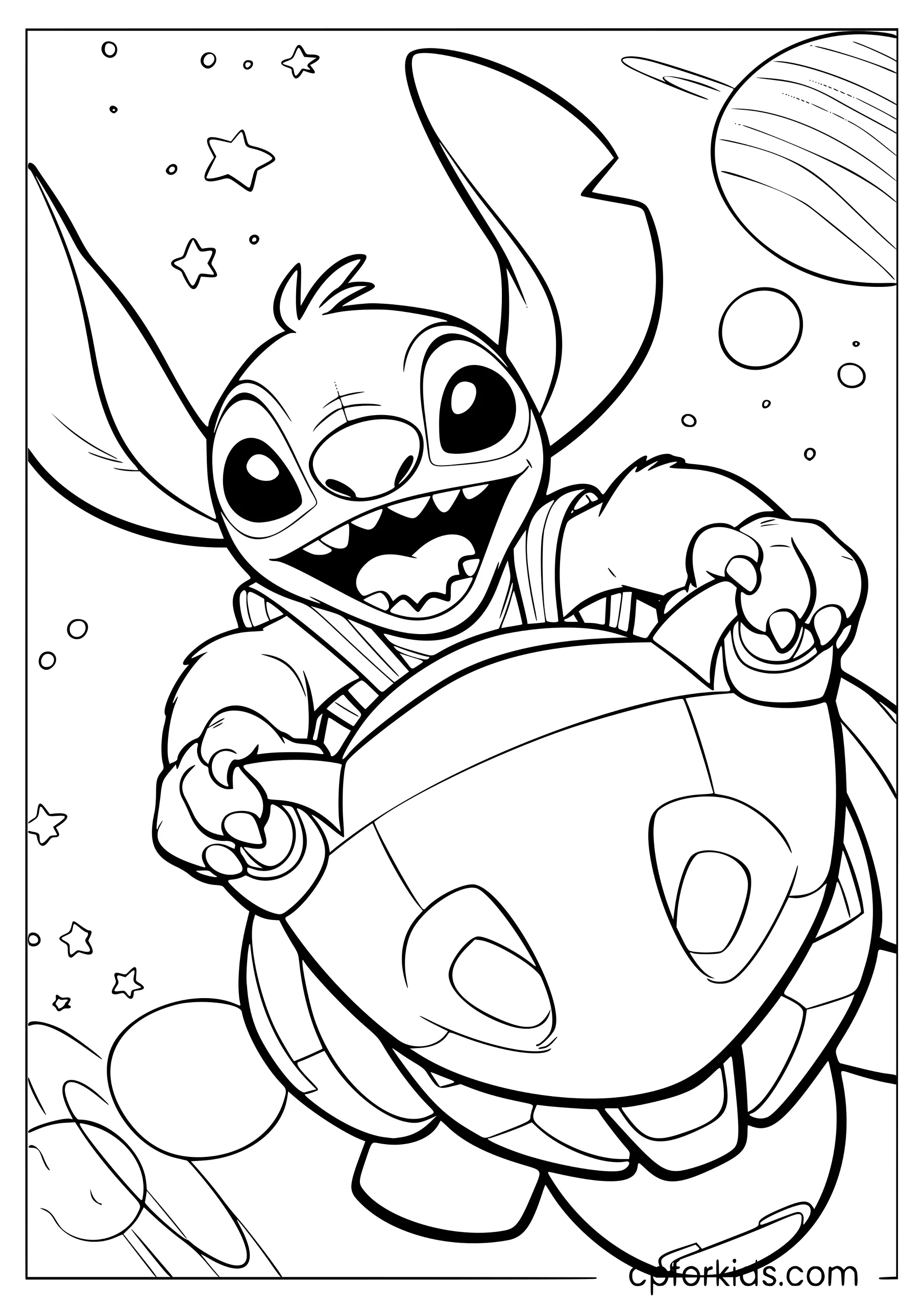 Stitch Piloting a Spaceship