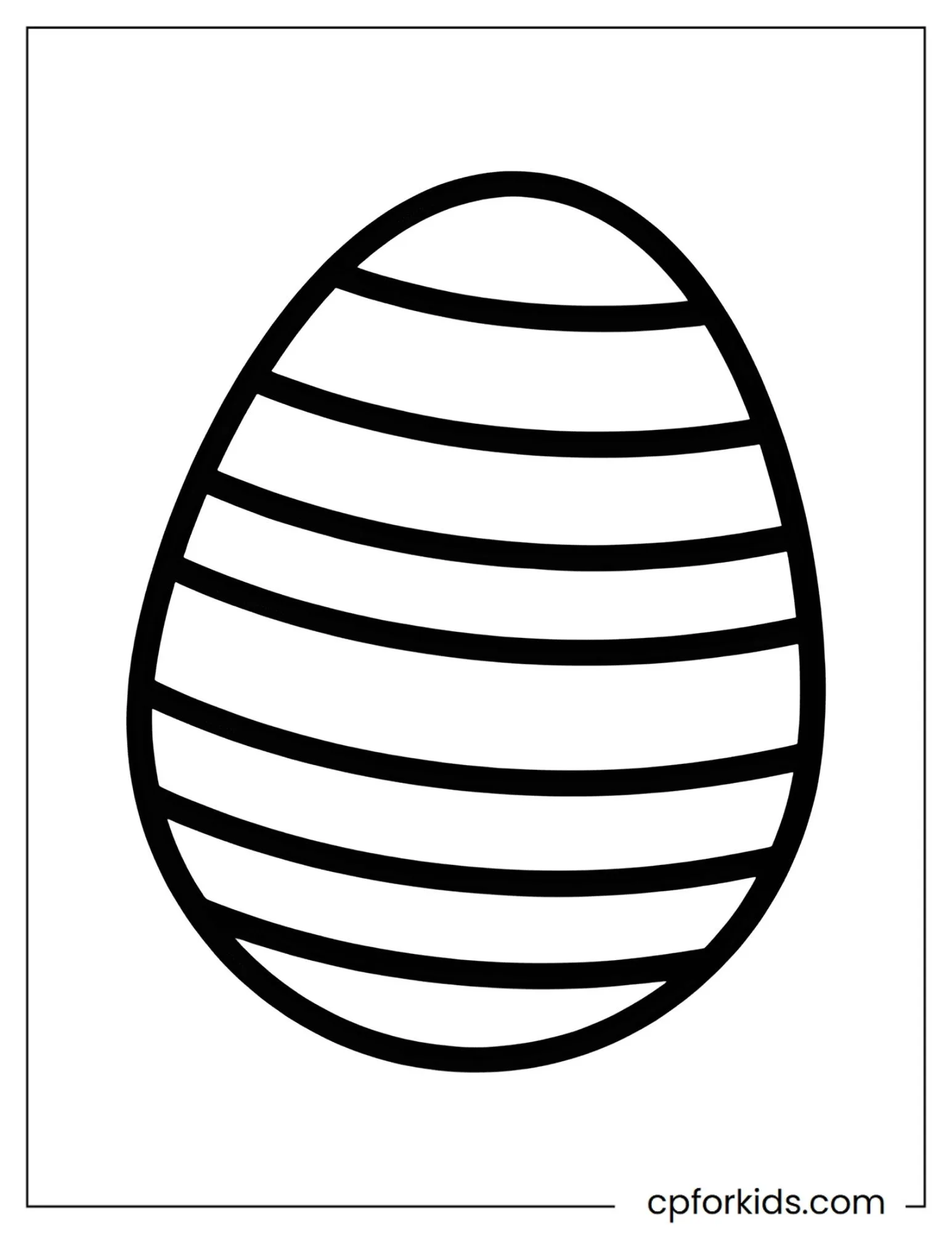 Easter egg decorated with broad horizontal stripes