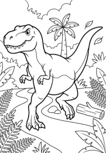 T-Rex running through a prehistoric jungle