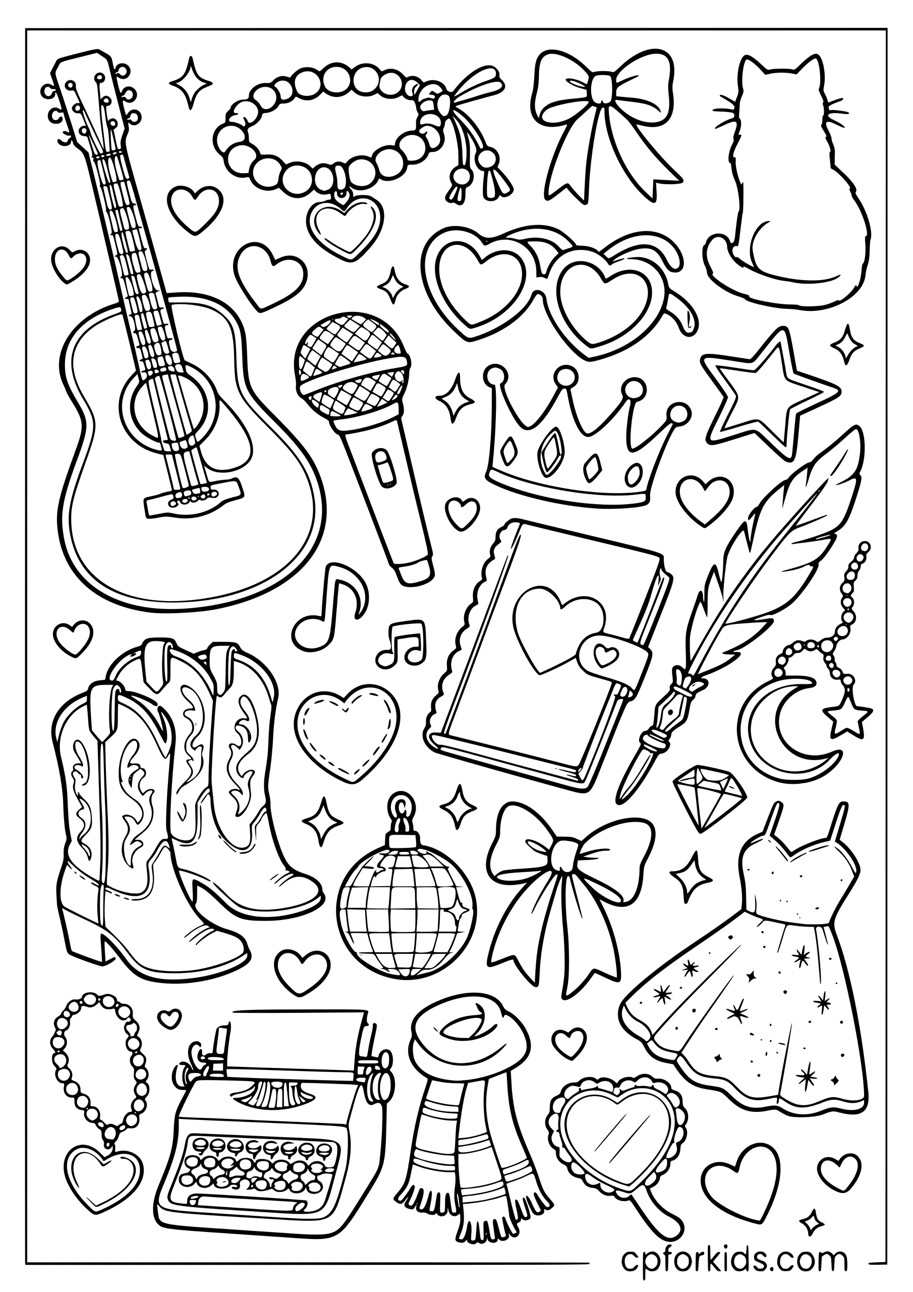 Taylor Swift Sticker Doodle Sheet