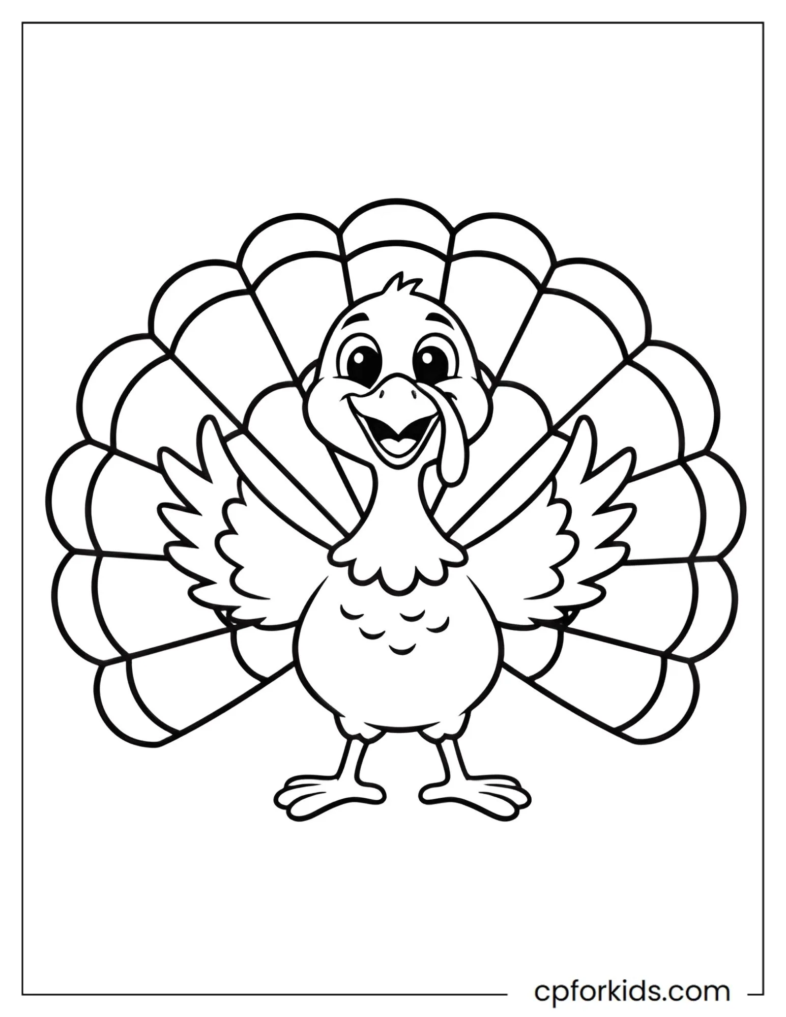 Turkey standing sideways with an open fan tail