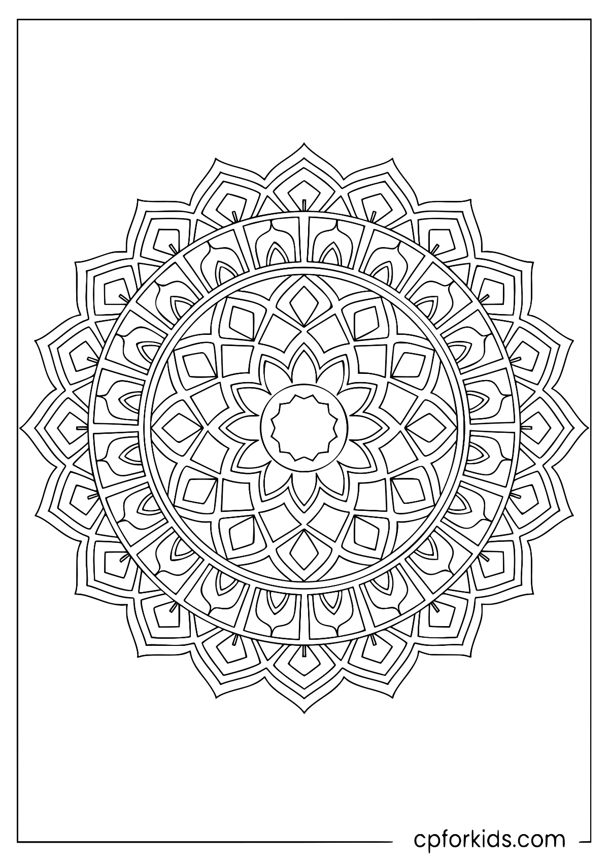 Detailed geometric mandala with layered repeating shapes