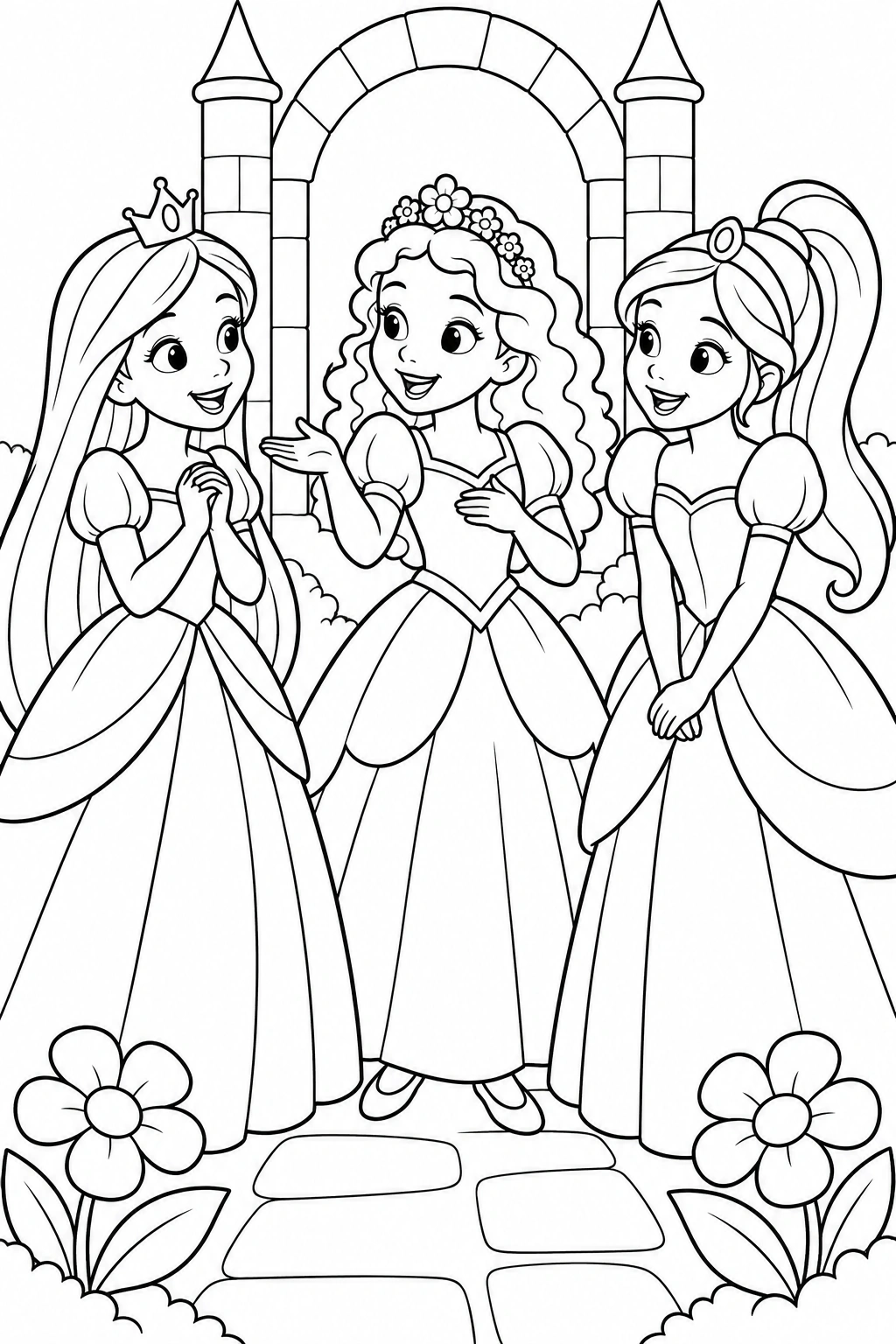 Three Princess Friends at Castle