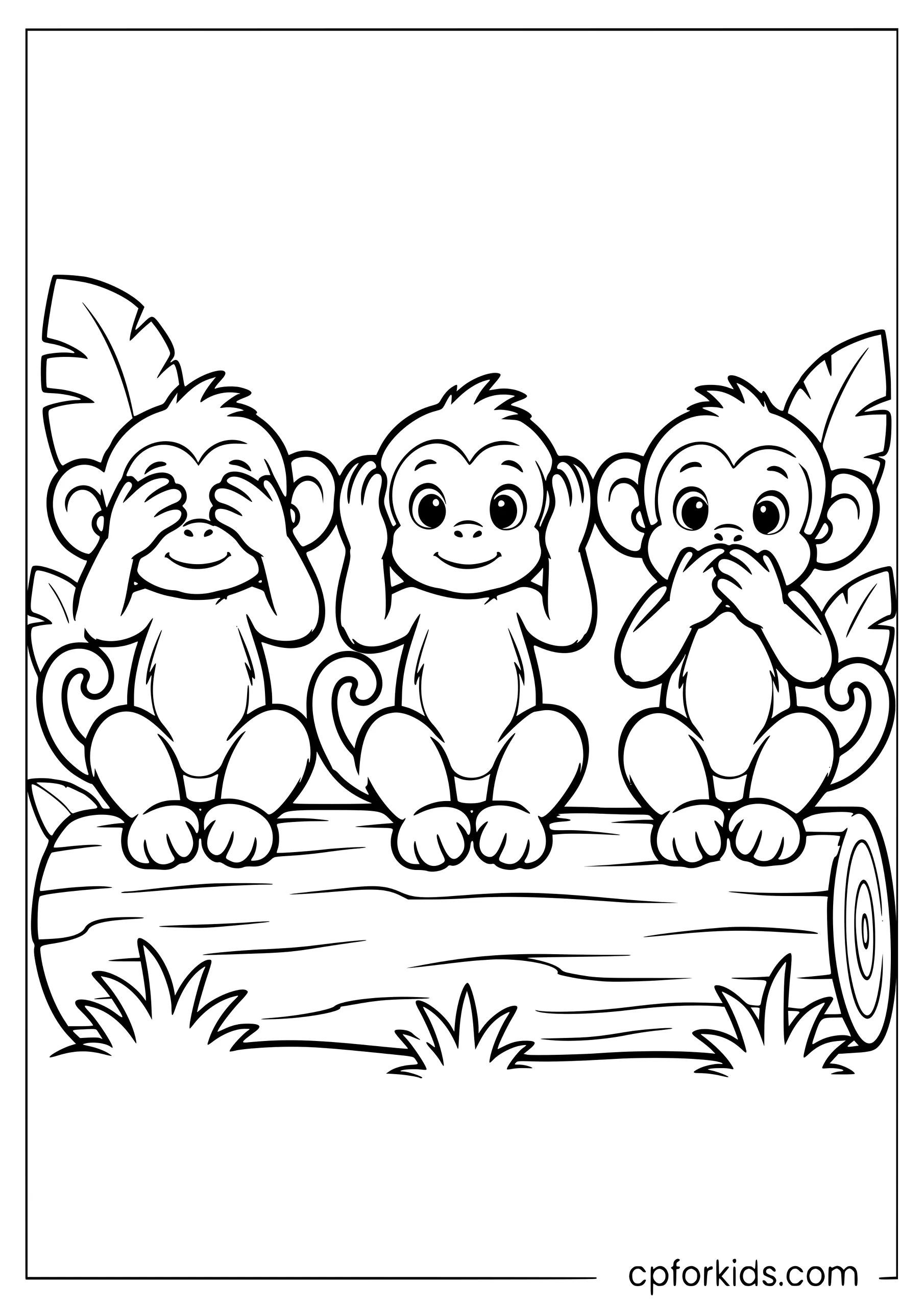 Three monkeys covering their eyes, ears and mouth
