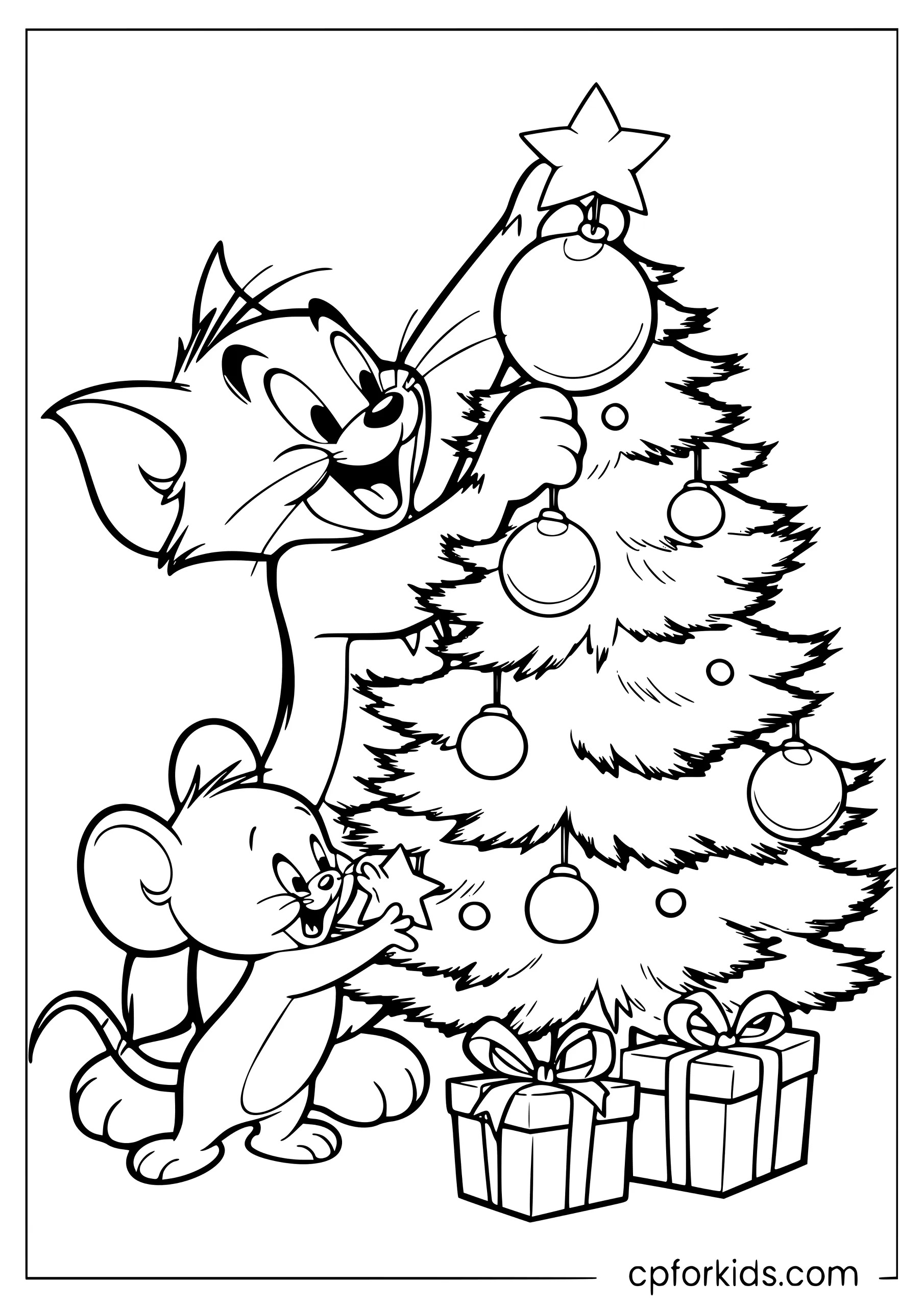 Tom and Jerry Decorating the Christmas Tree