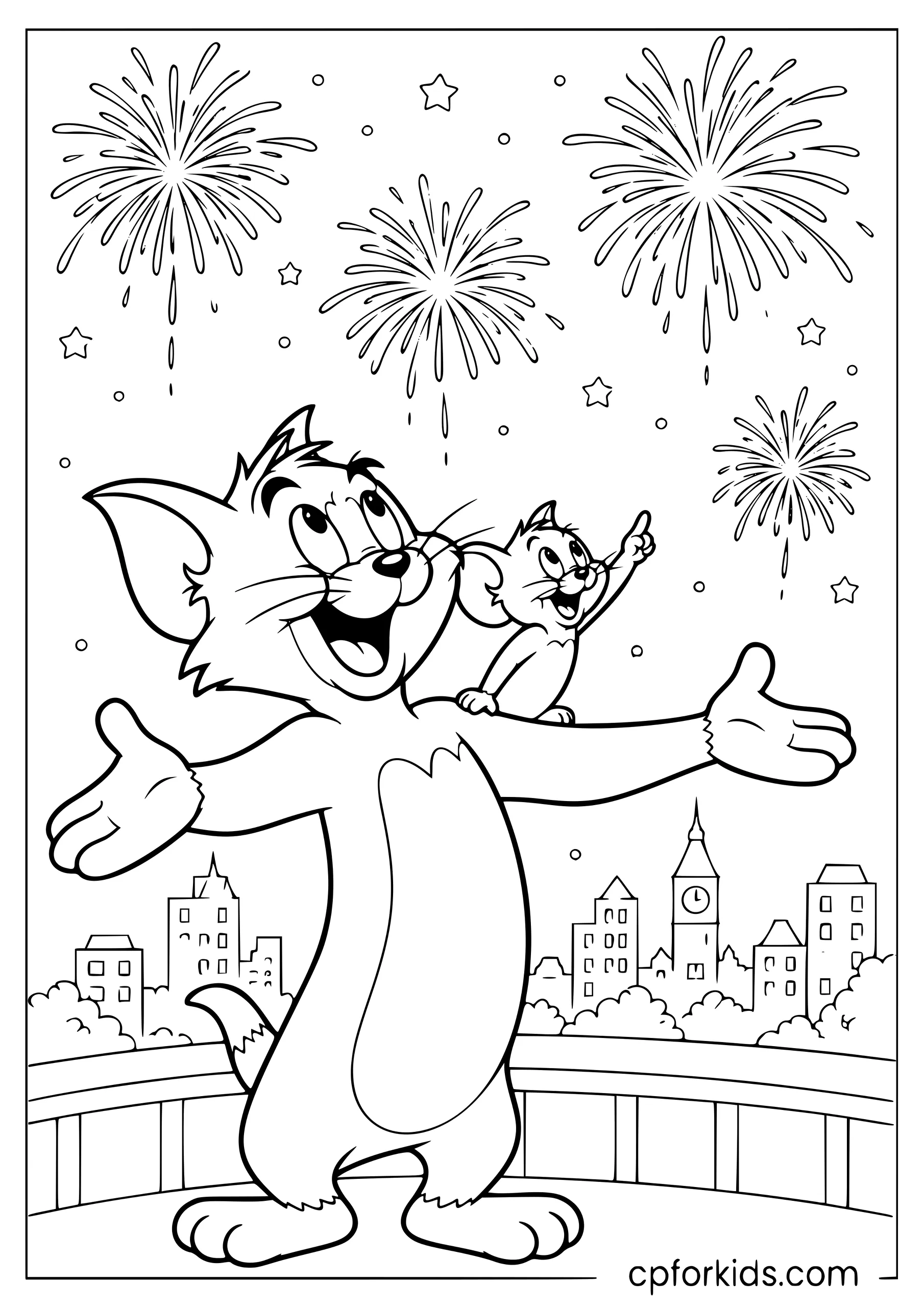 Tom and Jerry New Year Fireworks
