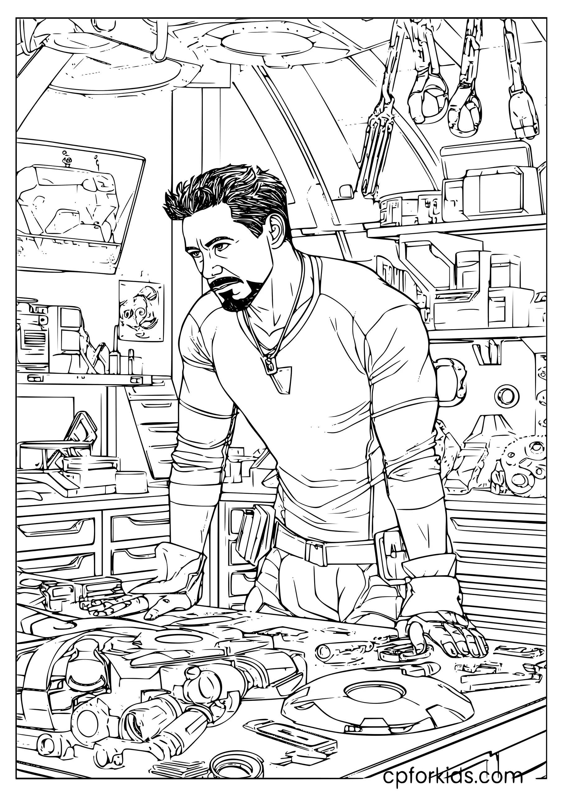 Tony Stark in the Workshop