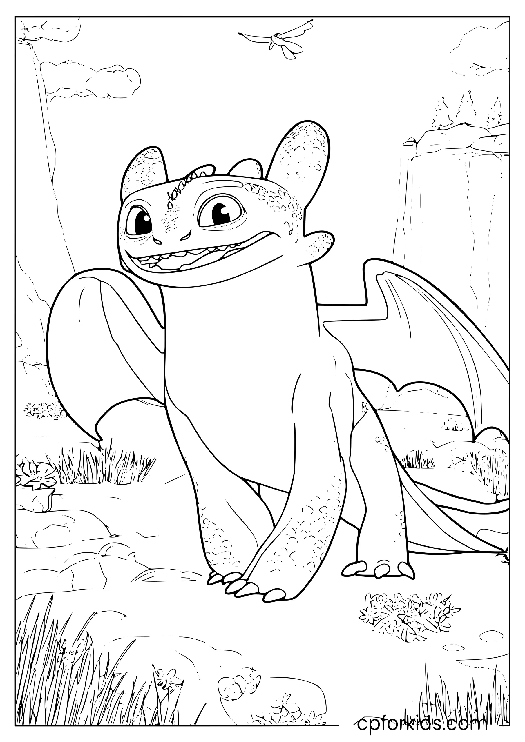 Toothless Standing and Happy