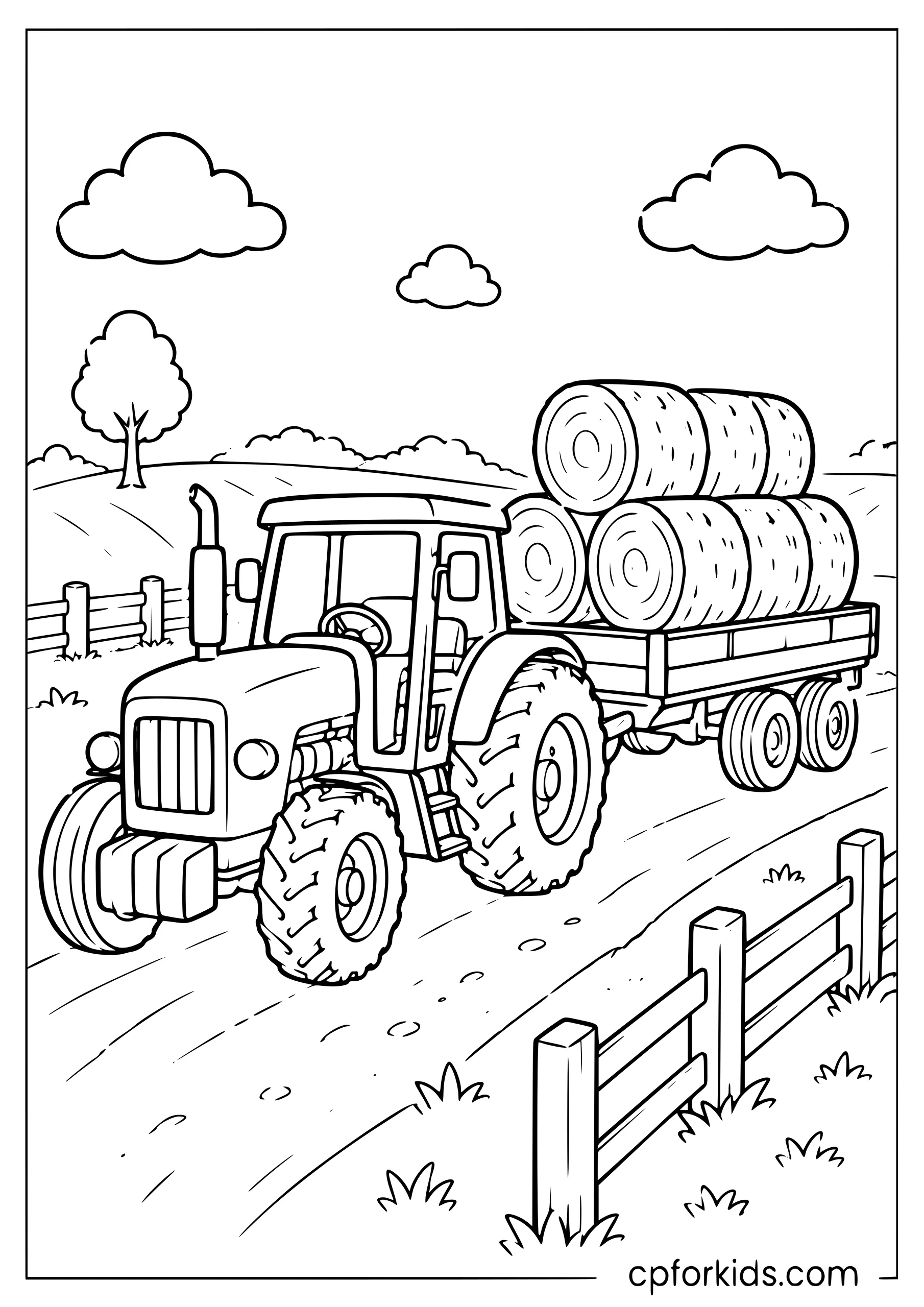 Tractor Hauling Hay Bales