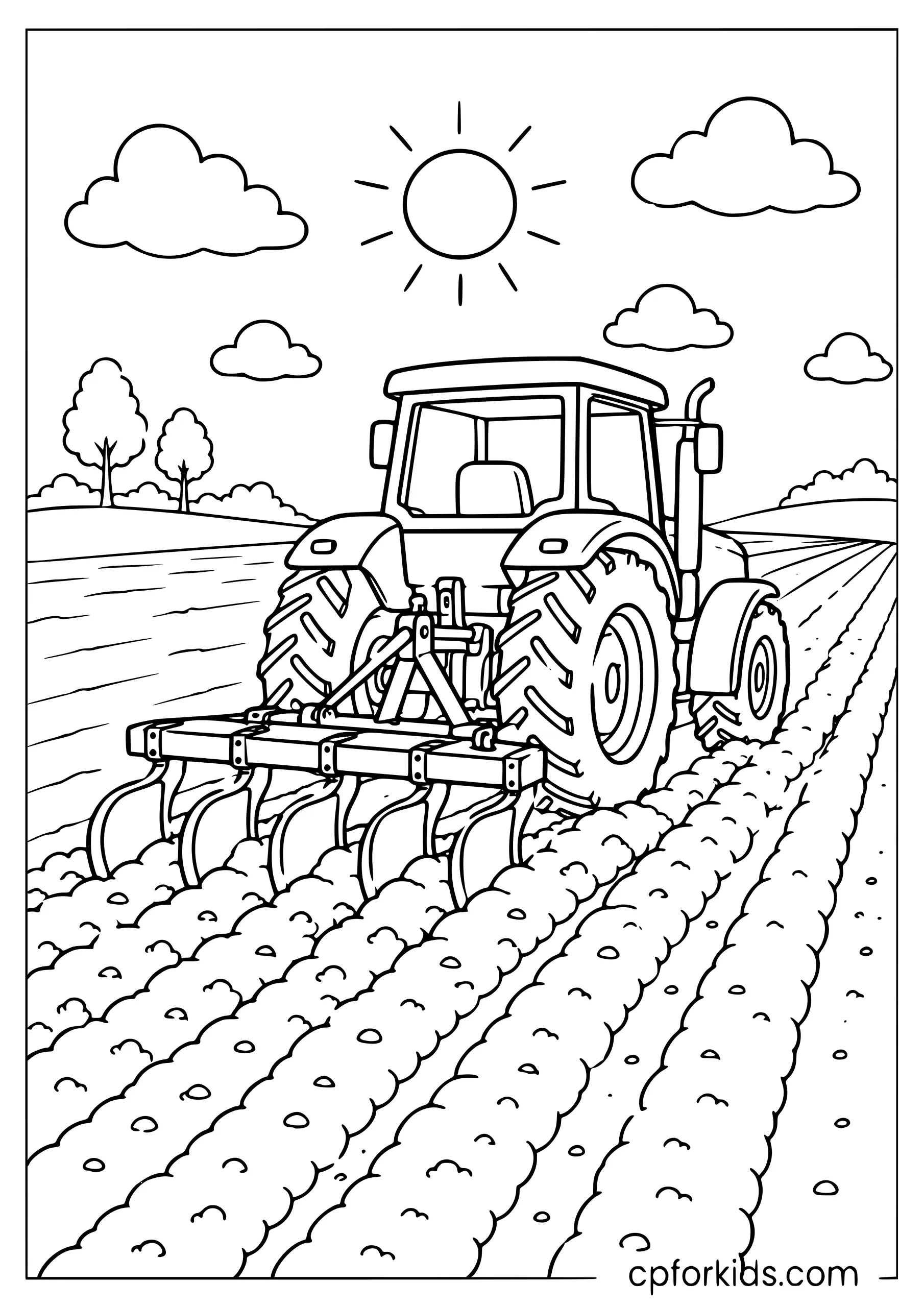 Tractor Plowing the Rows