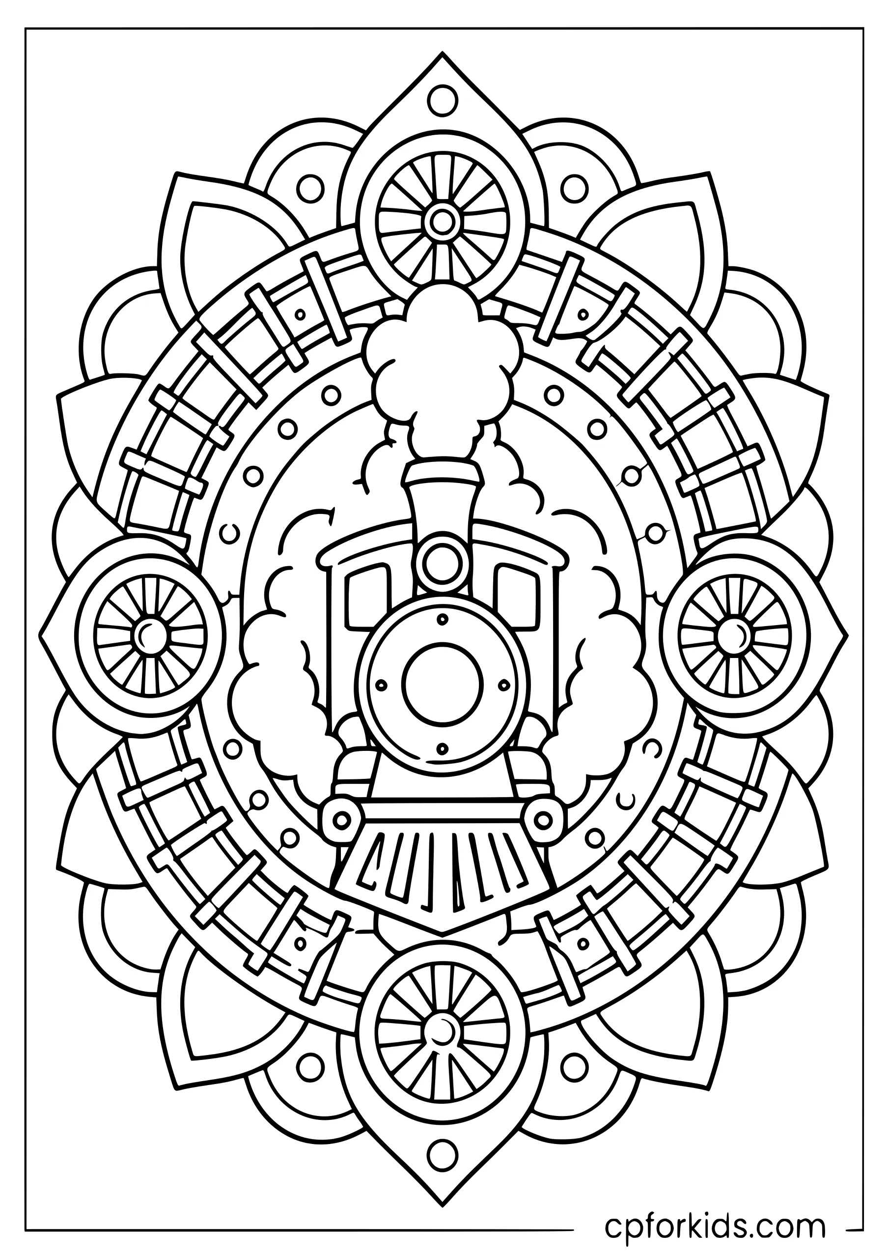 Train Mandala — Adult Coloring