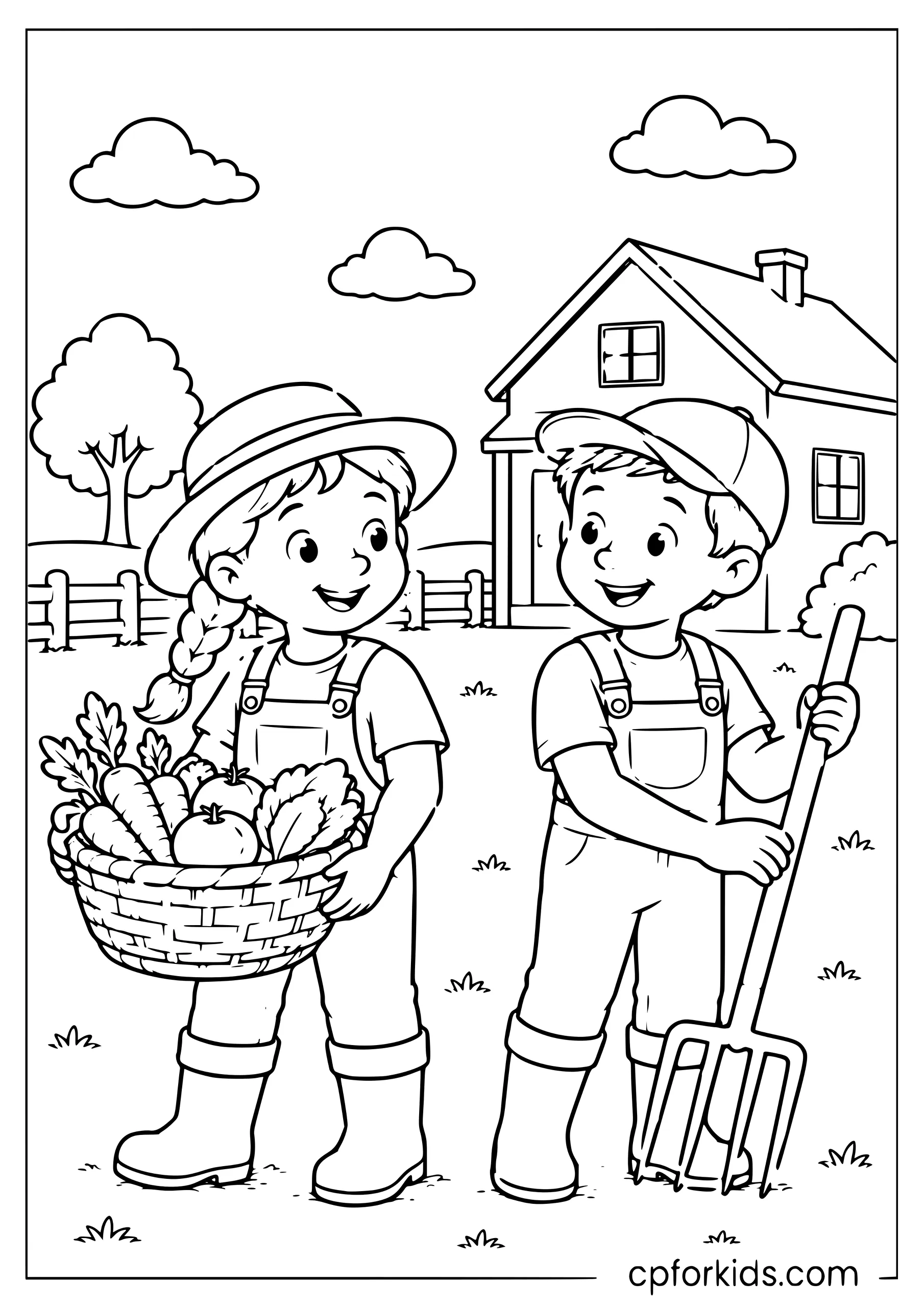 Two Kids Help on the Farm