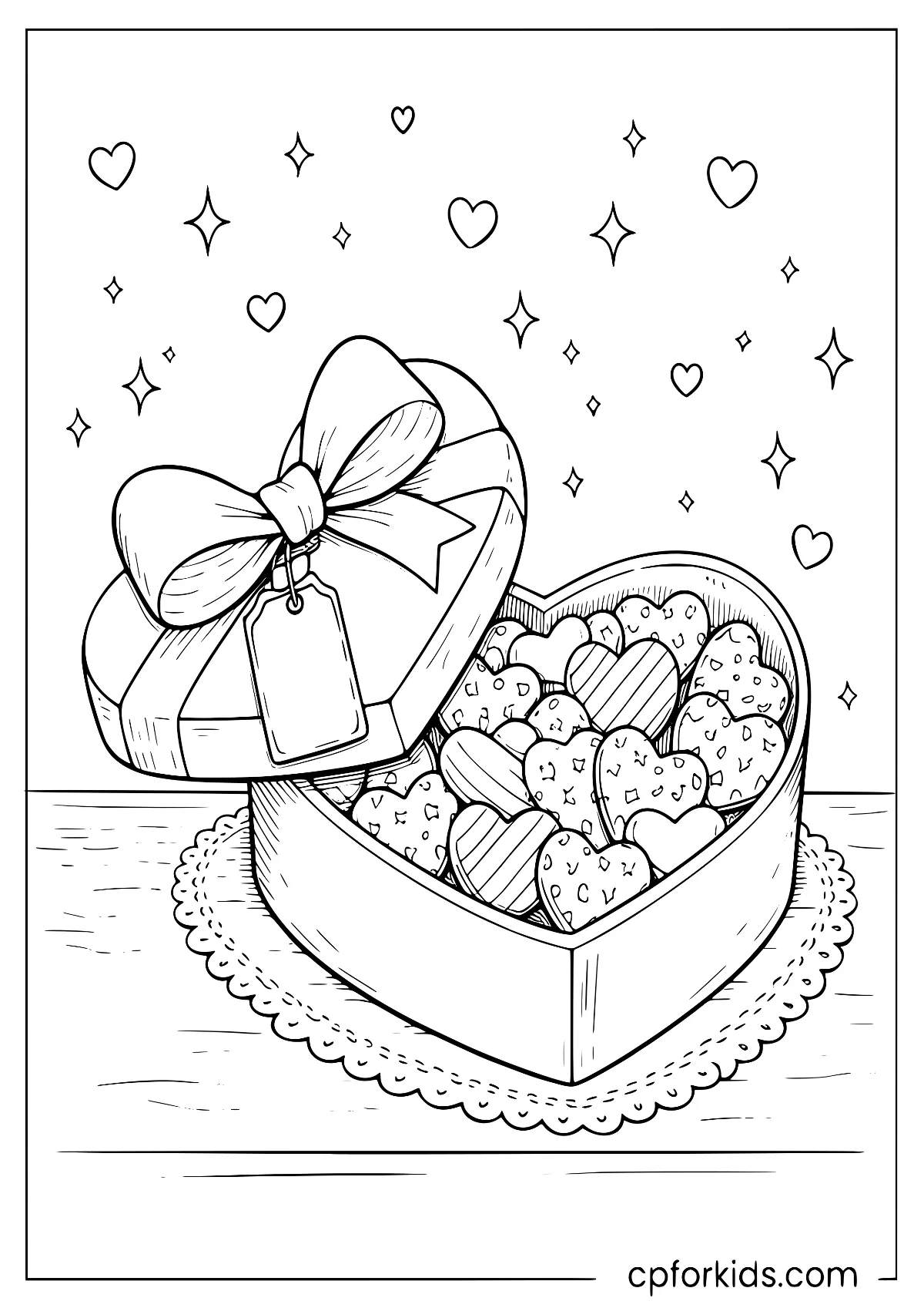 Heart-shaped candy box tied with a ribbon for Valentine's Day