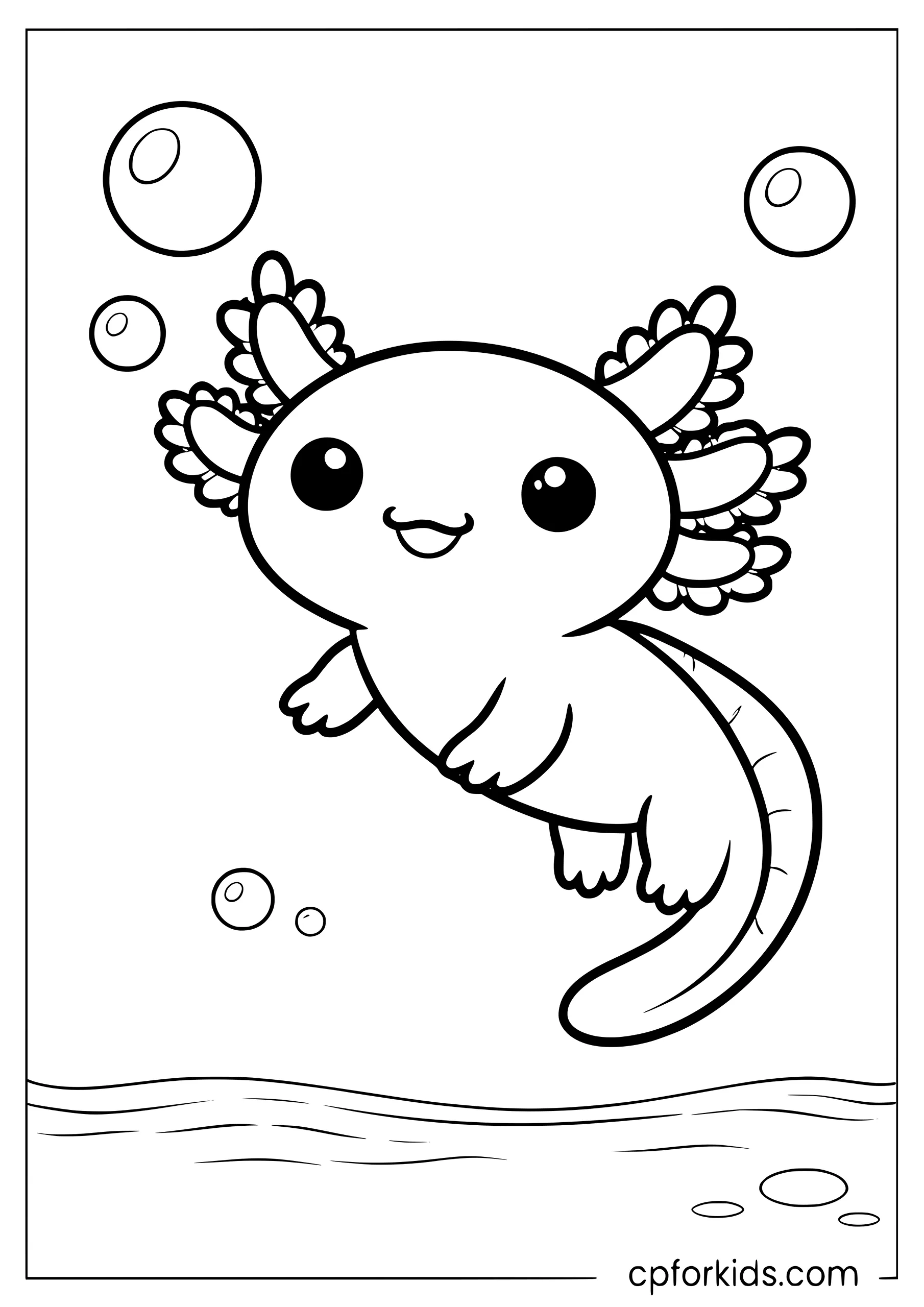 Very Easy Axolotl Outline for Beginners