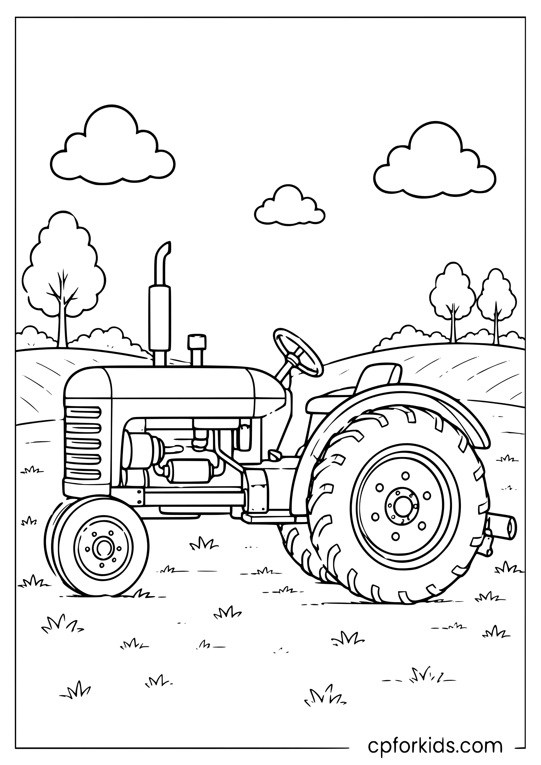 Vintage Farm Tractor Side View