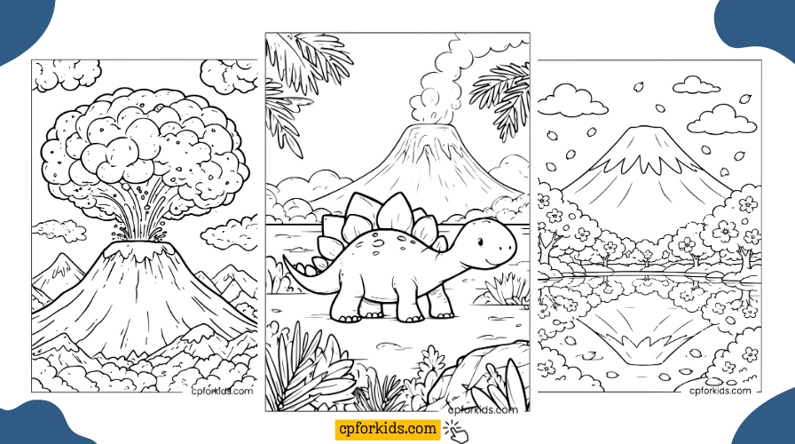 Printable Coloring Pages for Volcano