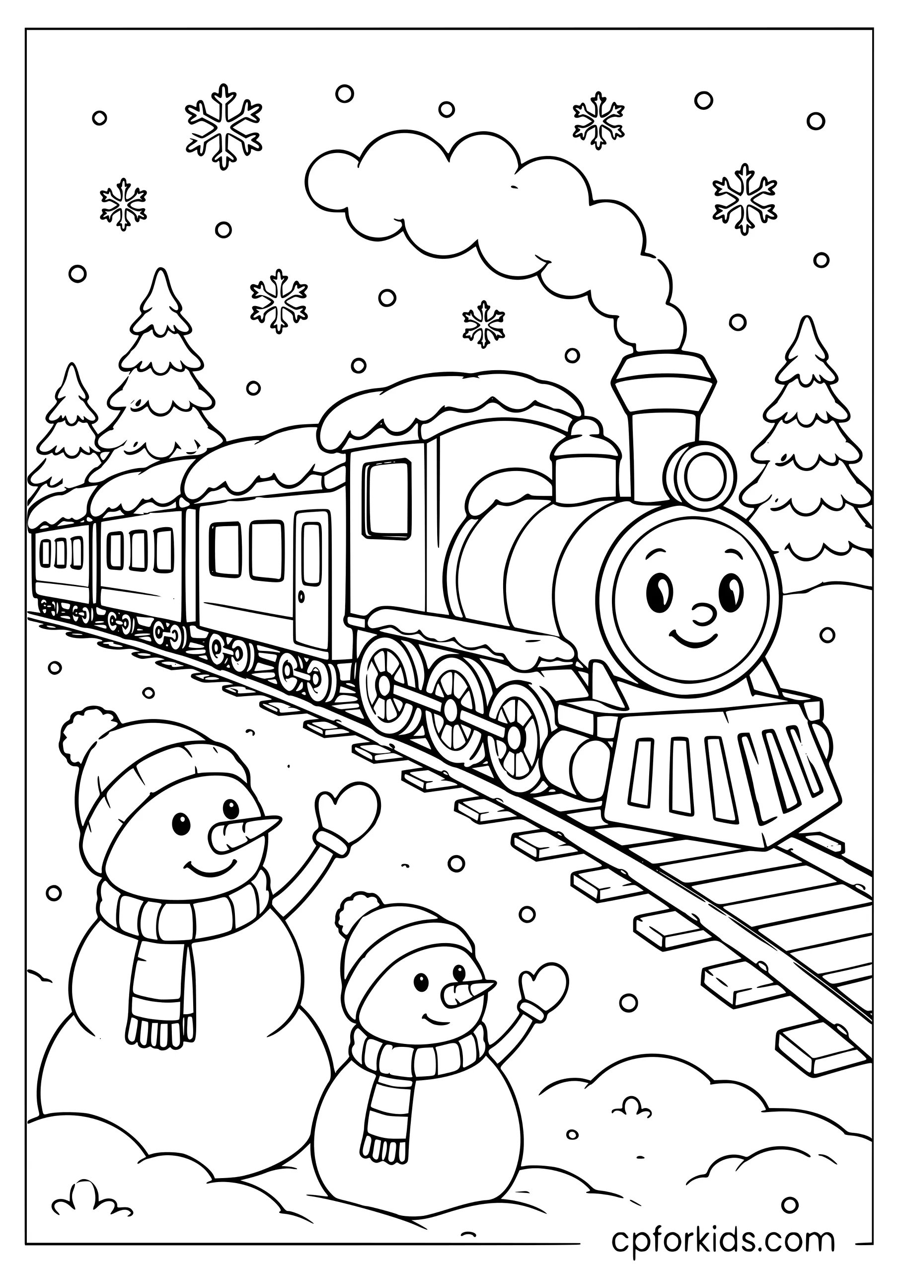 Winter Train and Snowmen