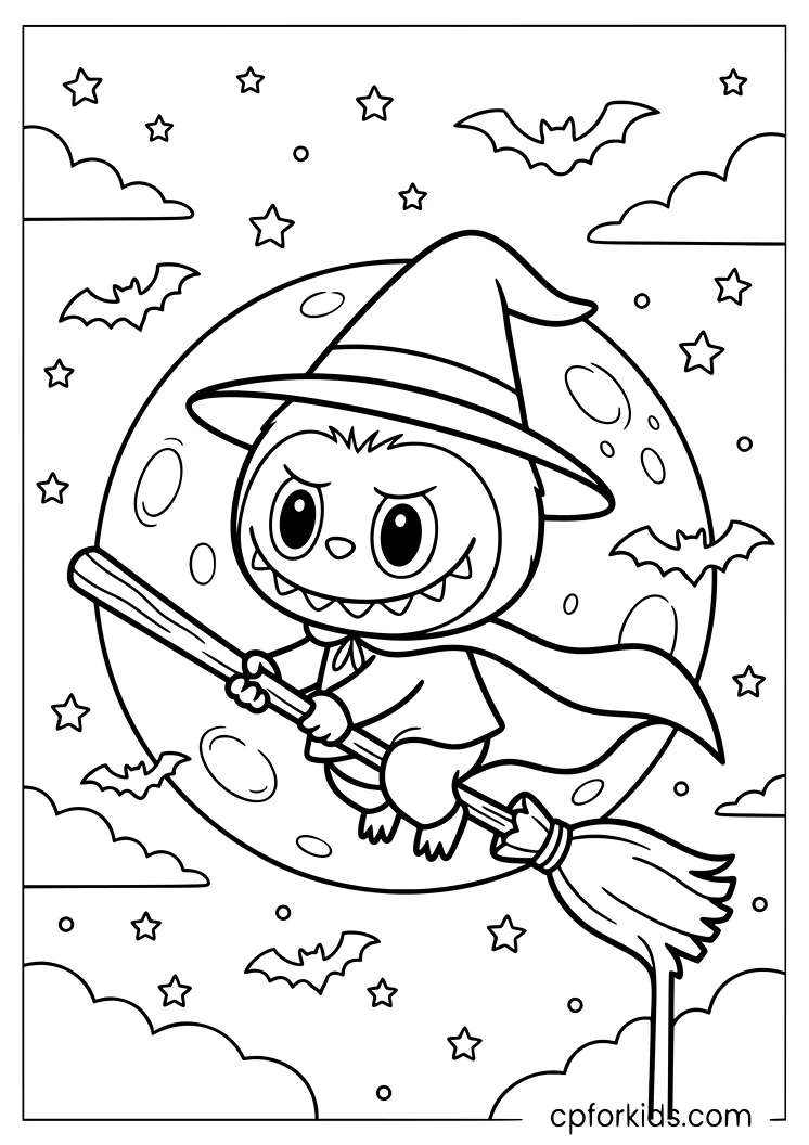 Witch Labubu on a Broomstick
