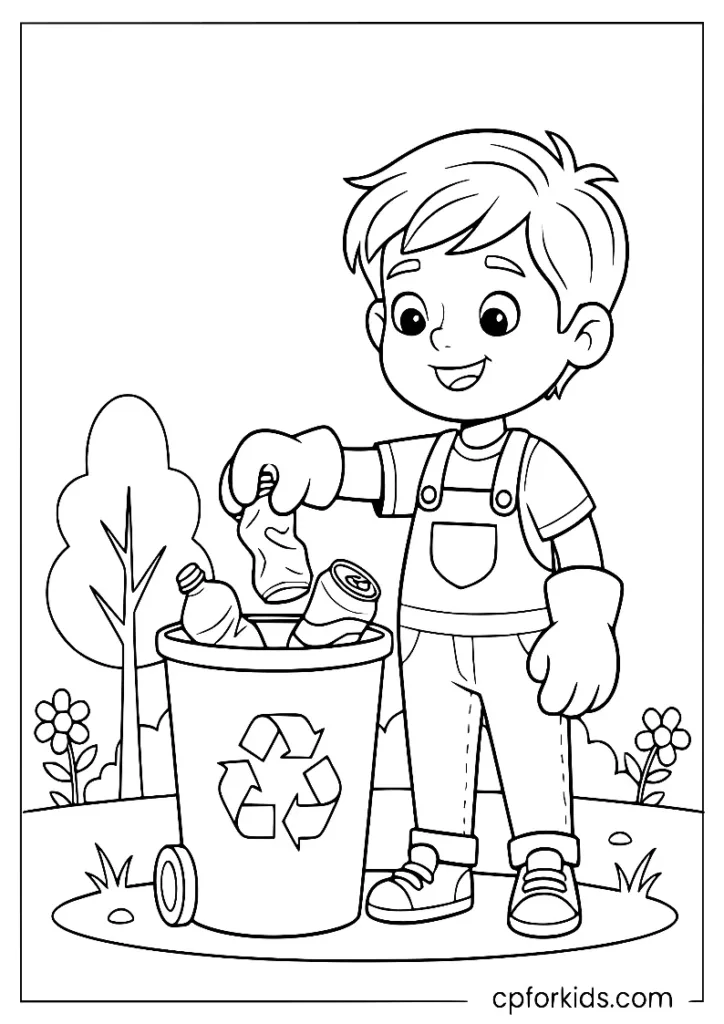 A child picking up litter in a park for World Clean Up Day.
