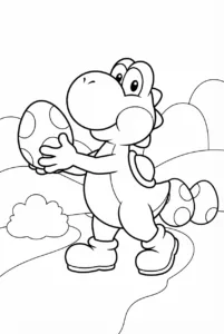 Yoshi tossing an egg in a playful scene