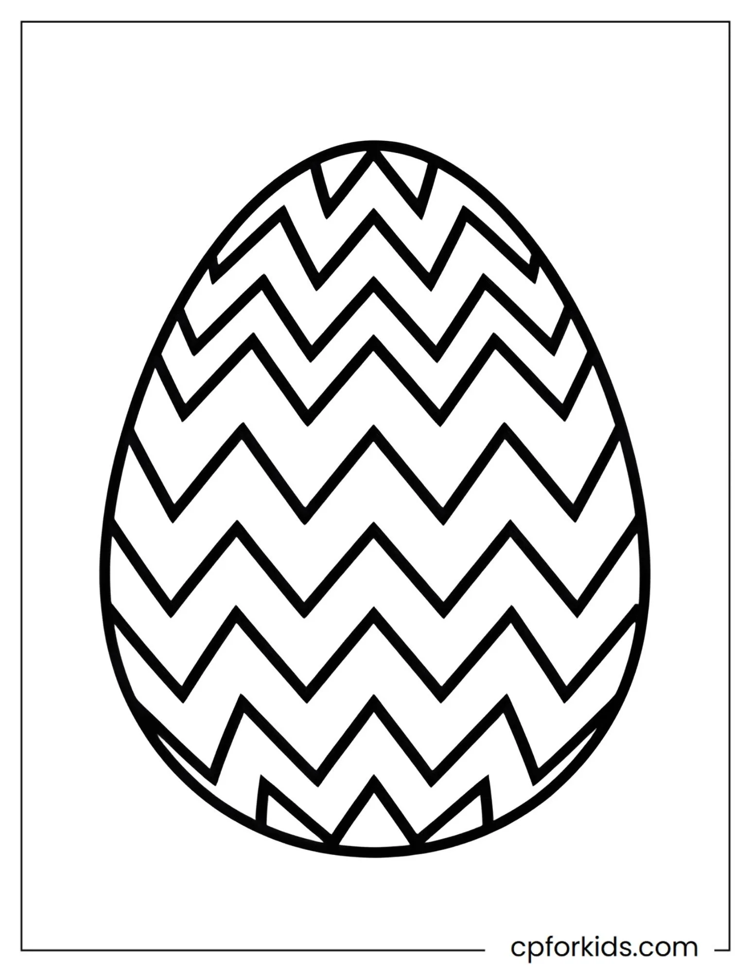 Easter egg decorated with broad zigzag bands
