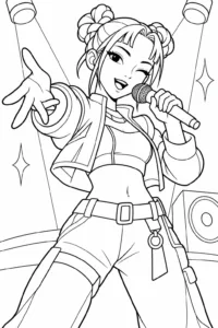 Zoey performing with a microphone on stage